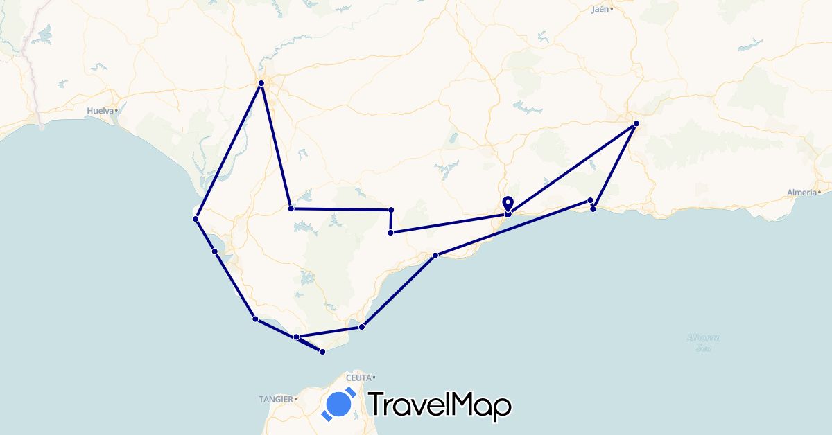 TravelMap itinerary: driving in Spain, Gibraltar (Europe)